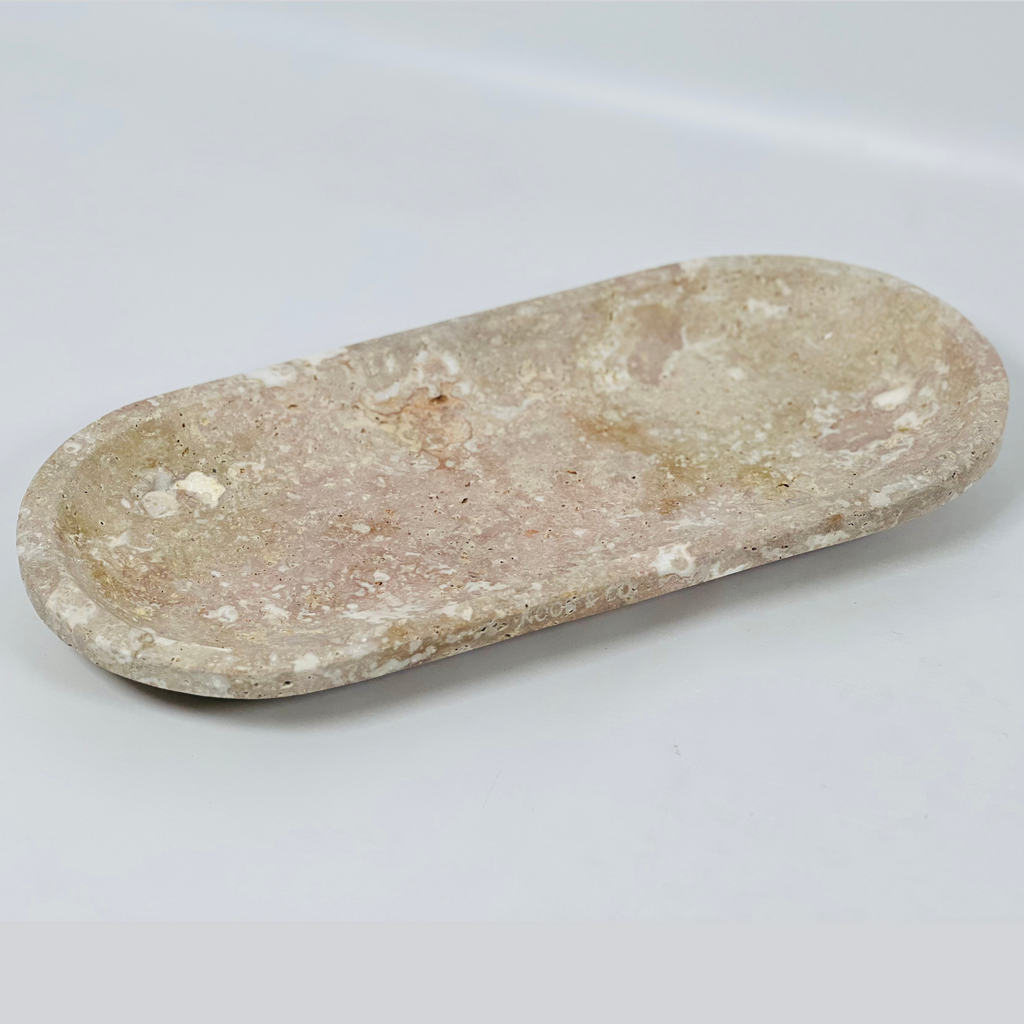 Travertine Oval Rose Gold Tray