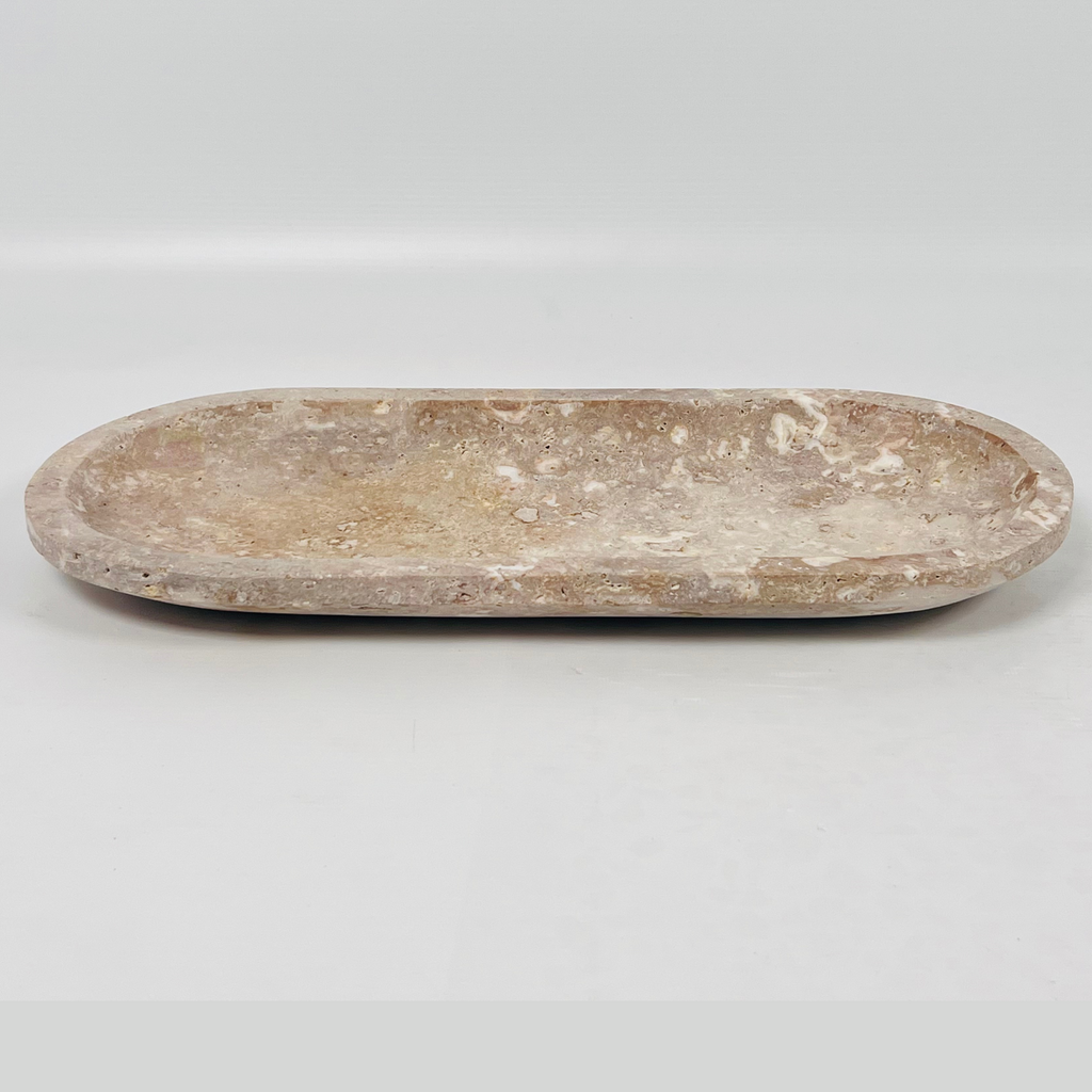 Travertine Oval White Blotched Tray