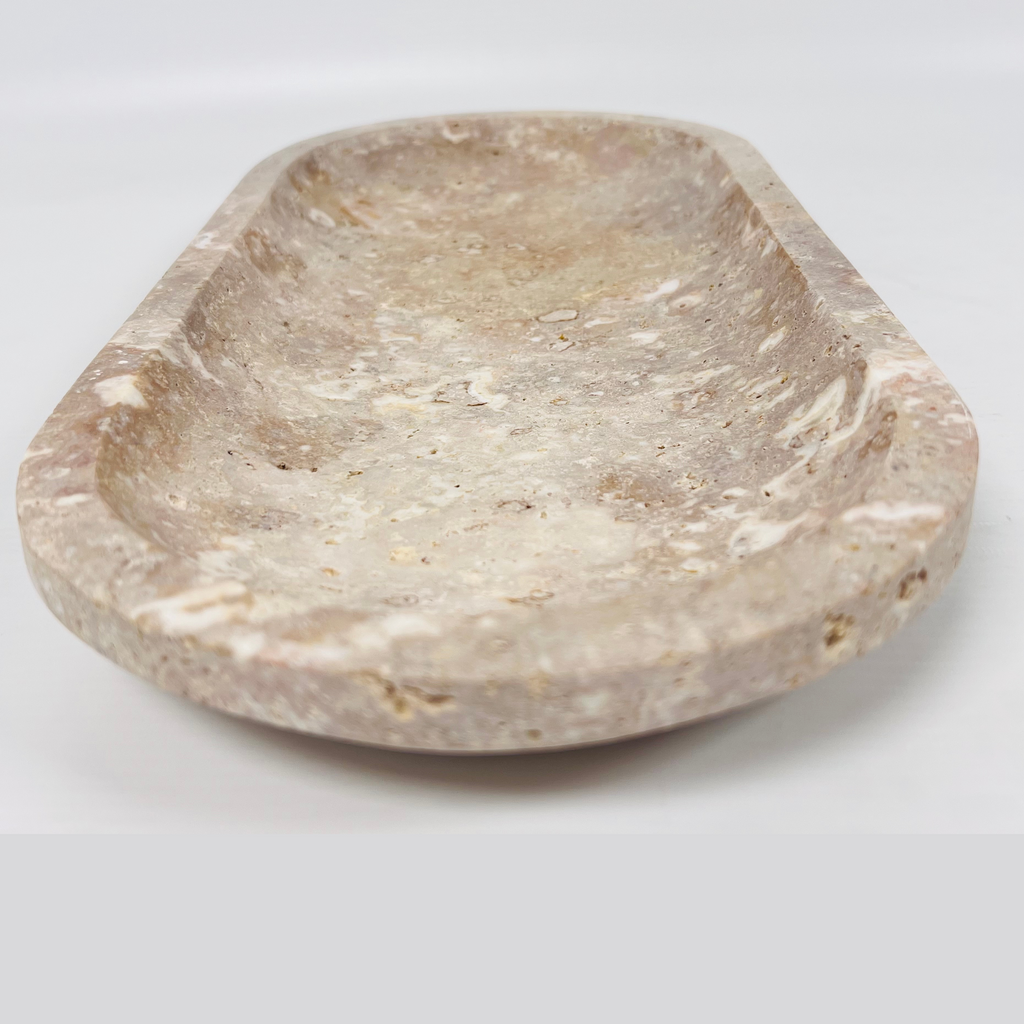 Travertine Oval White Blotched Tray