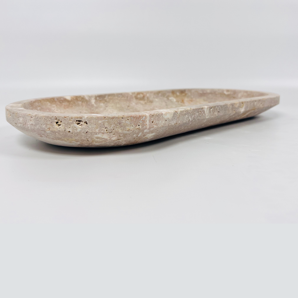 Travertine Oval White Blotched Tray