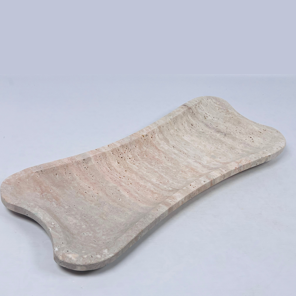 Travertine Wishbone Light Streaked Tray