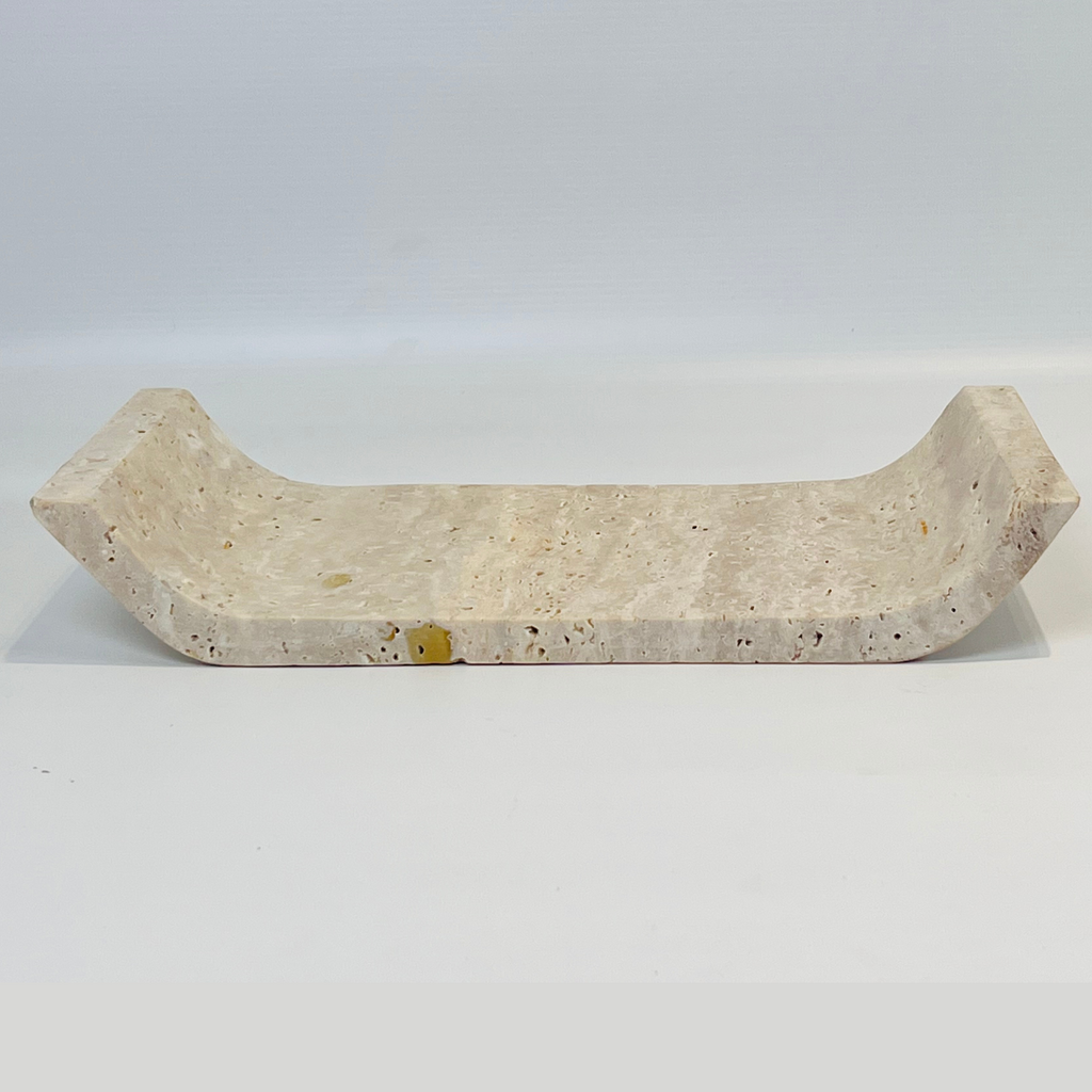 Travertine Curved Streaked Tray (Small)