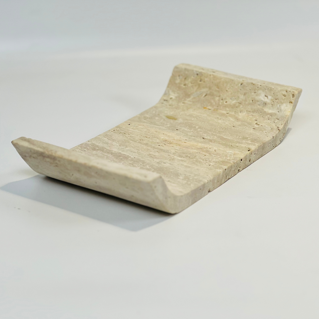 Travertine Curved Streaked Tray (Small)