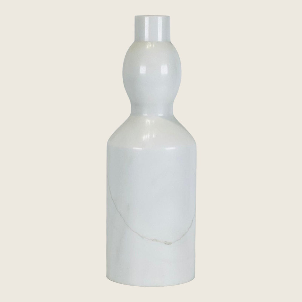 Bulb Neck White Marble Decor Bottle Candle Stand