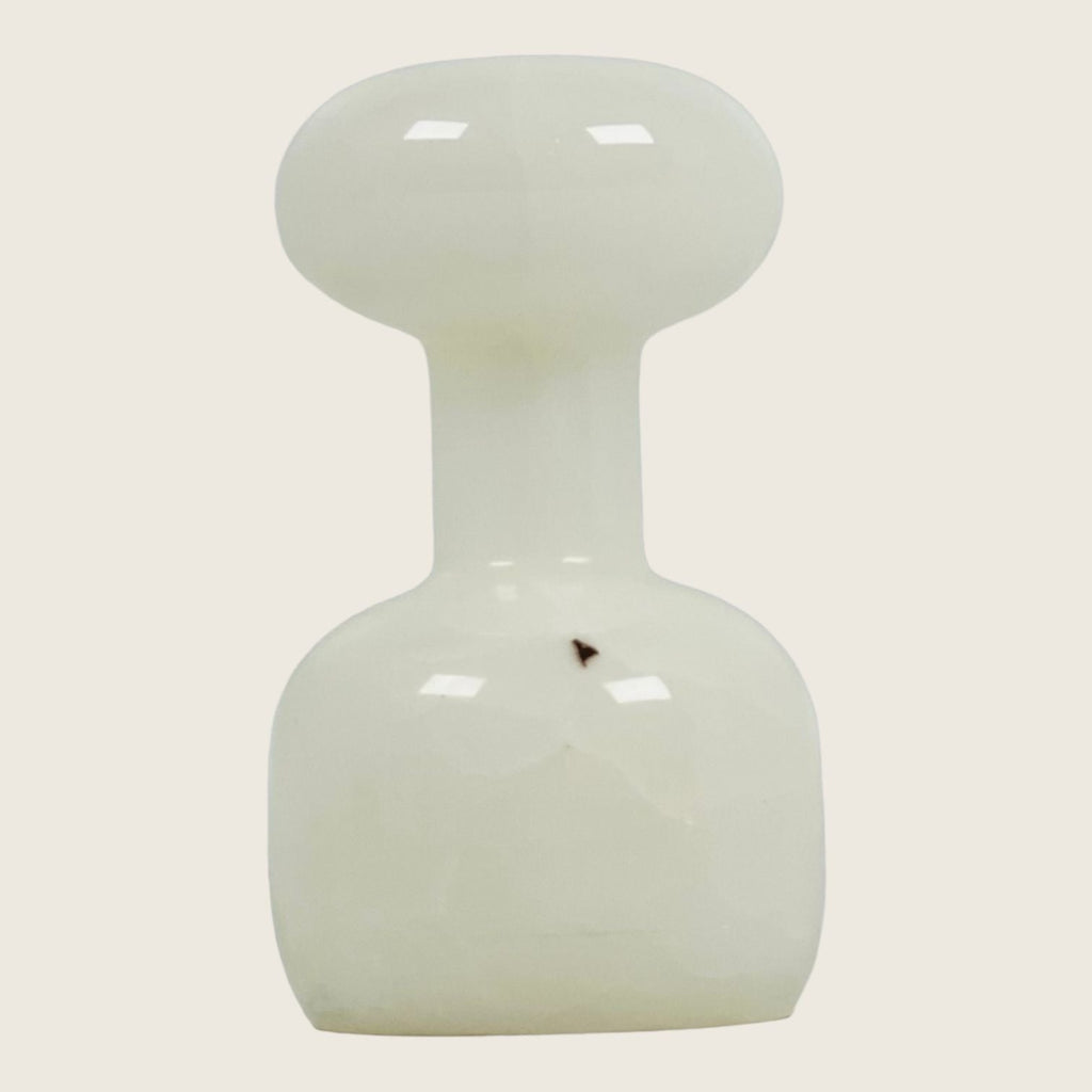 Dumbbell White Onyx Marble Candle Stand