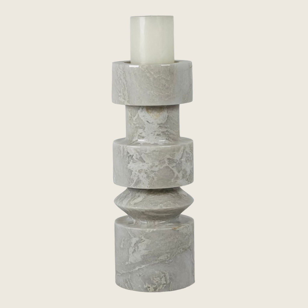 Pillar Grey Marble Candle Stand