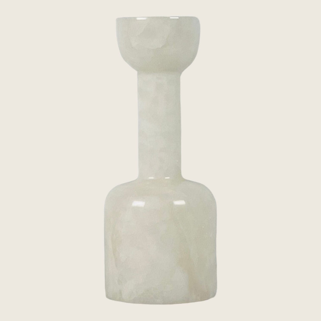 Bottle bottom White Onyx Marble Candle Stand