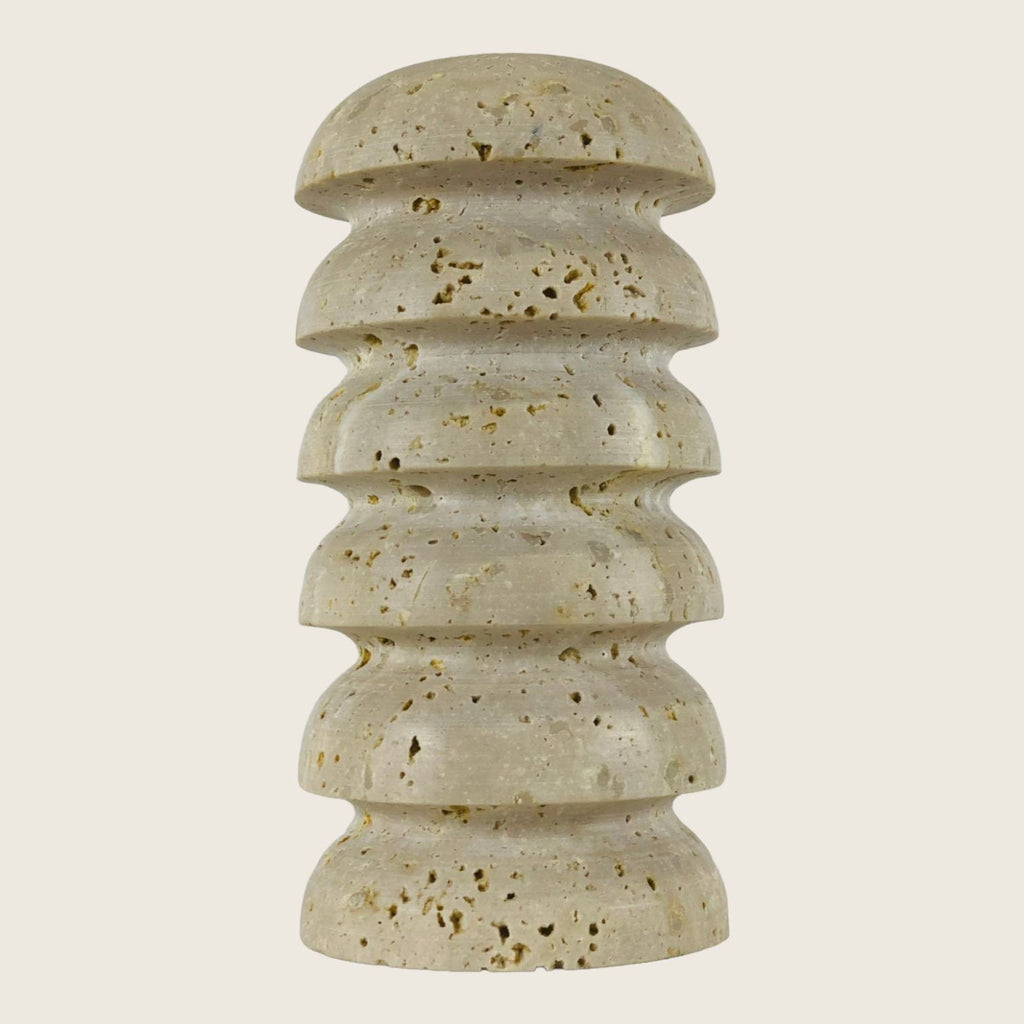 Stacked Domes Travertine Candle Stand