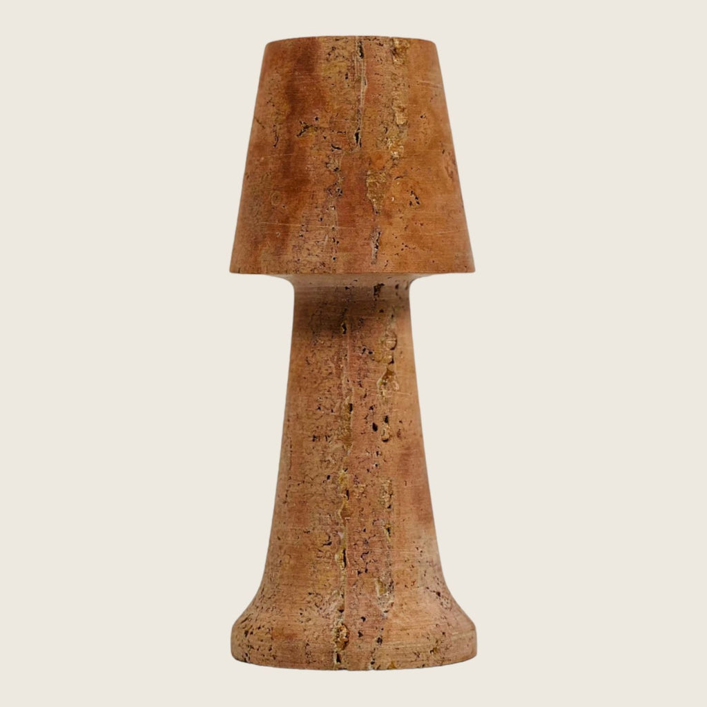 Cone Head Red Travertine Marble candle Stand