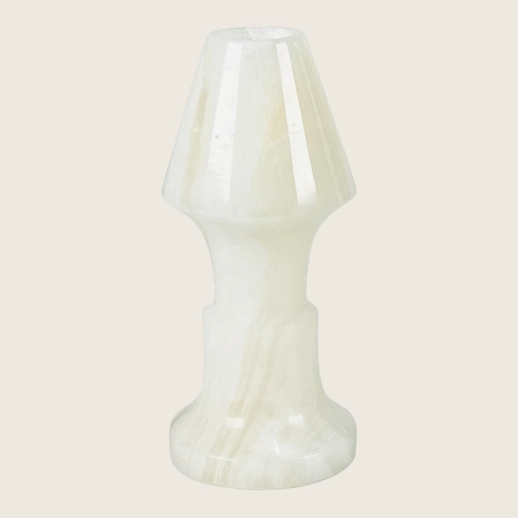 Cone Head White Onyx Marble Candle Stand