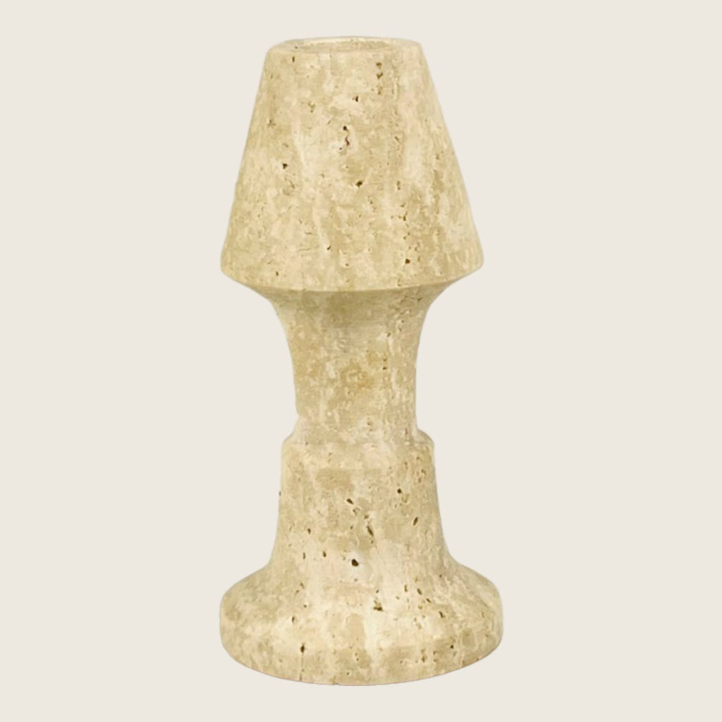 Cone Head Travertine Marble Candle Stand