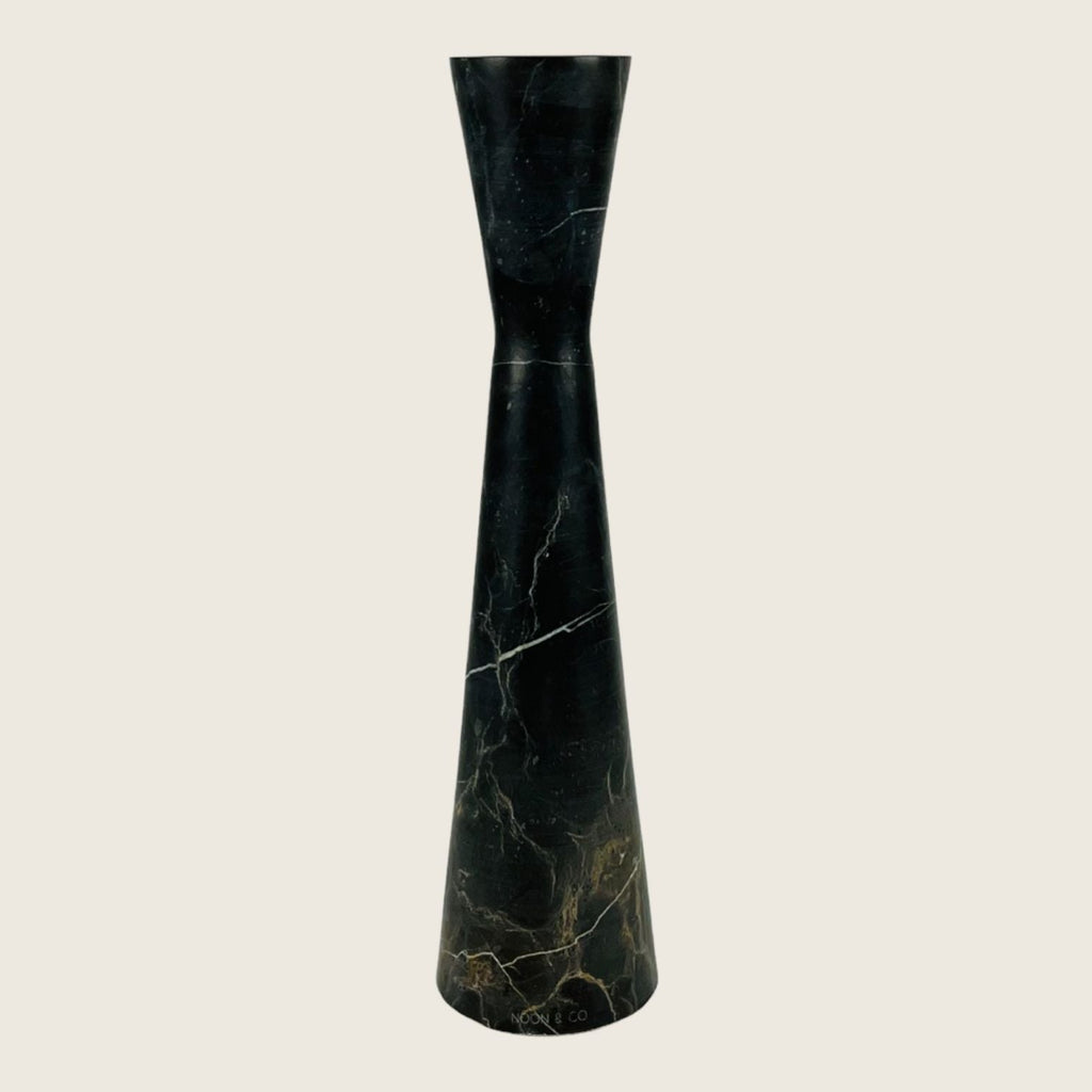 Long Funnel Black Marble Candle Stand (Medium)