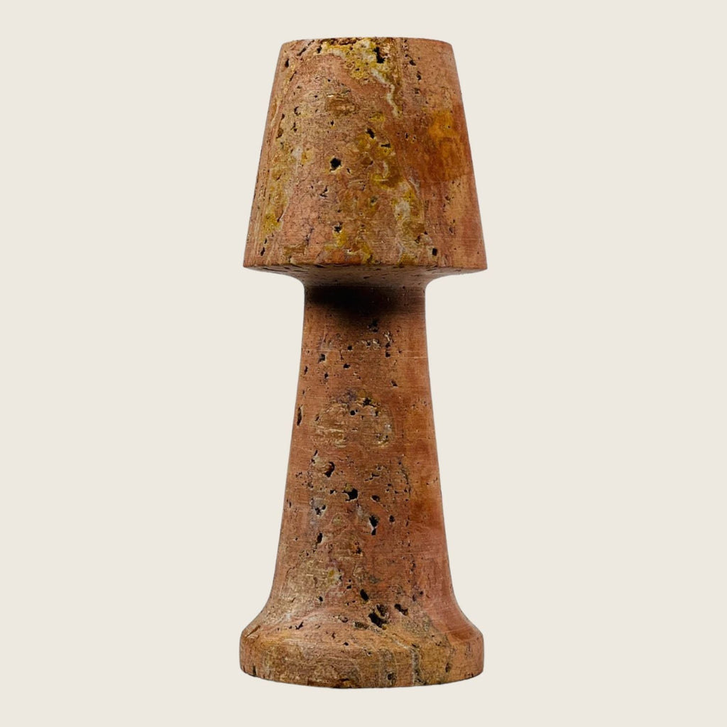 Cone Head Red Travertine Marble candle Stand