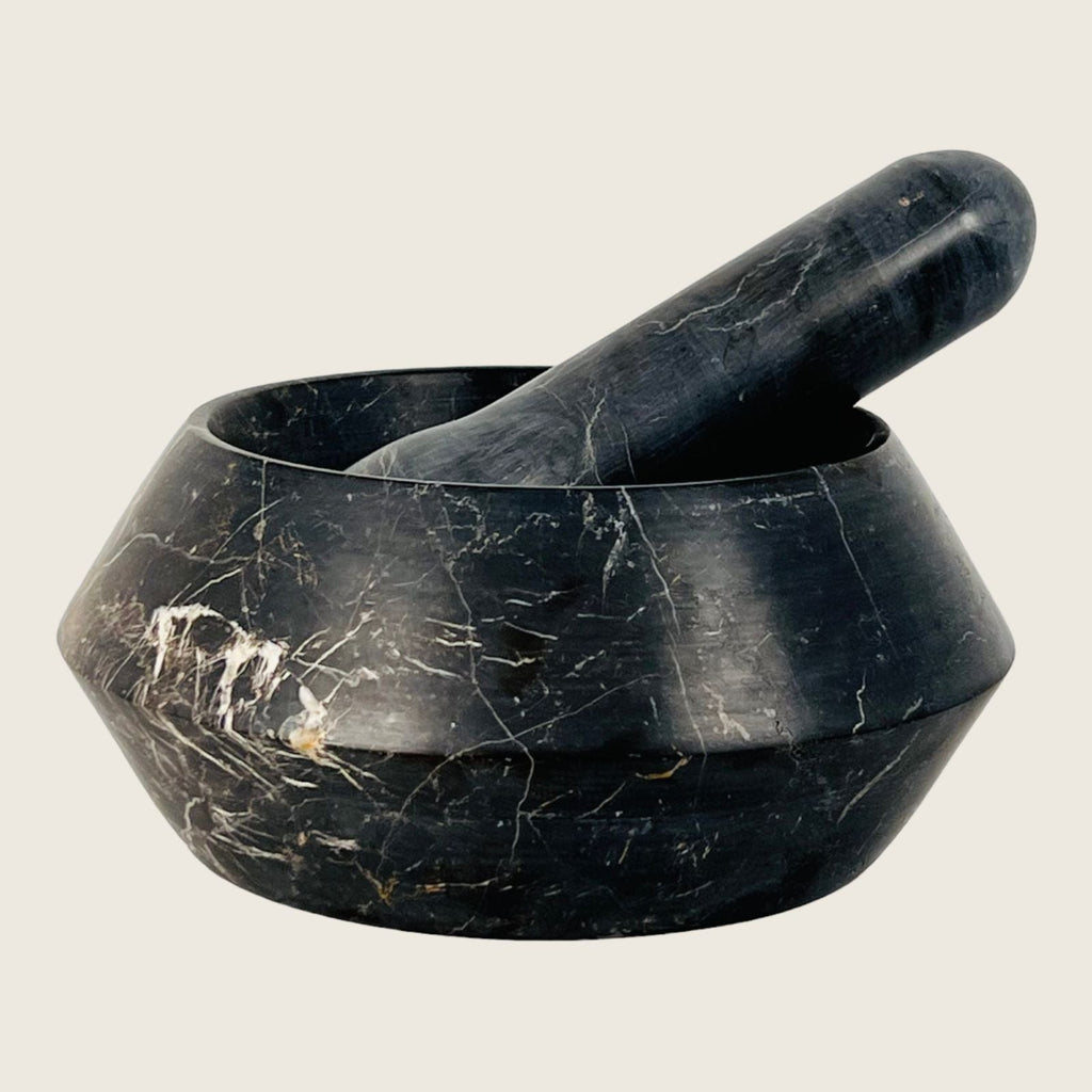 Blacked Scratched Mortar & pestle