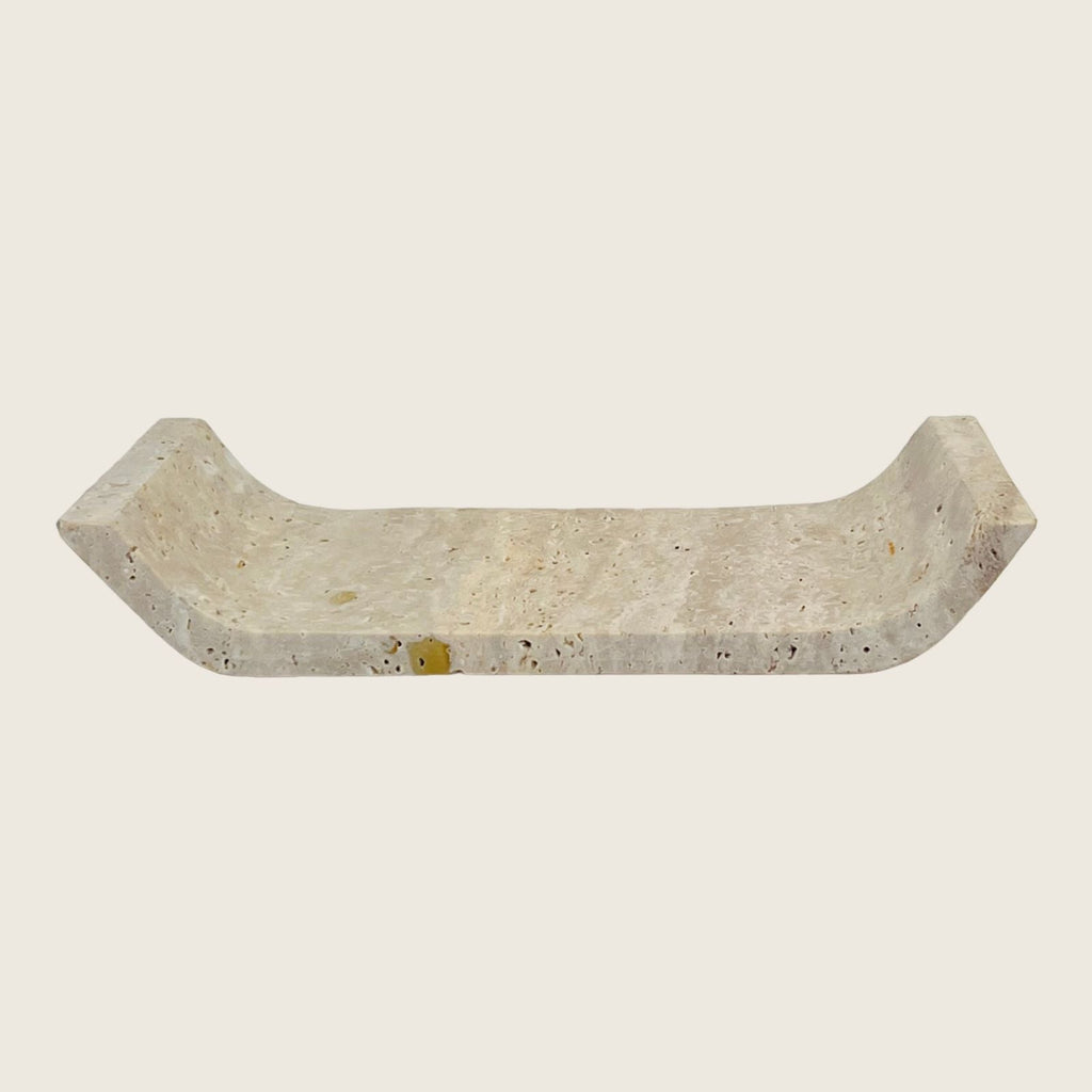 Travertine Curved Streaked Tray (Small)