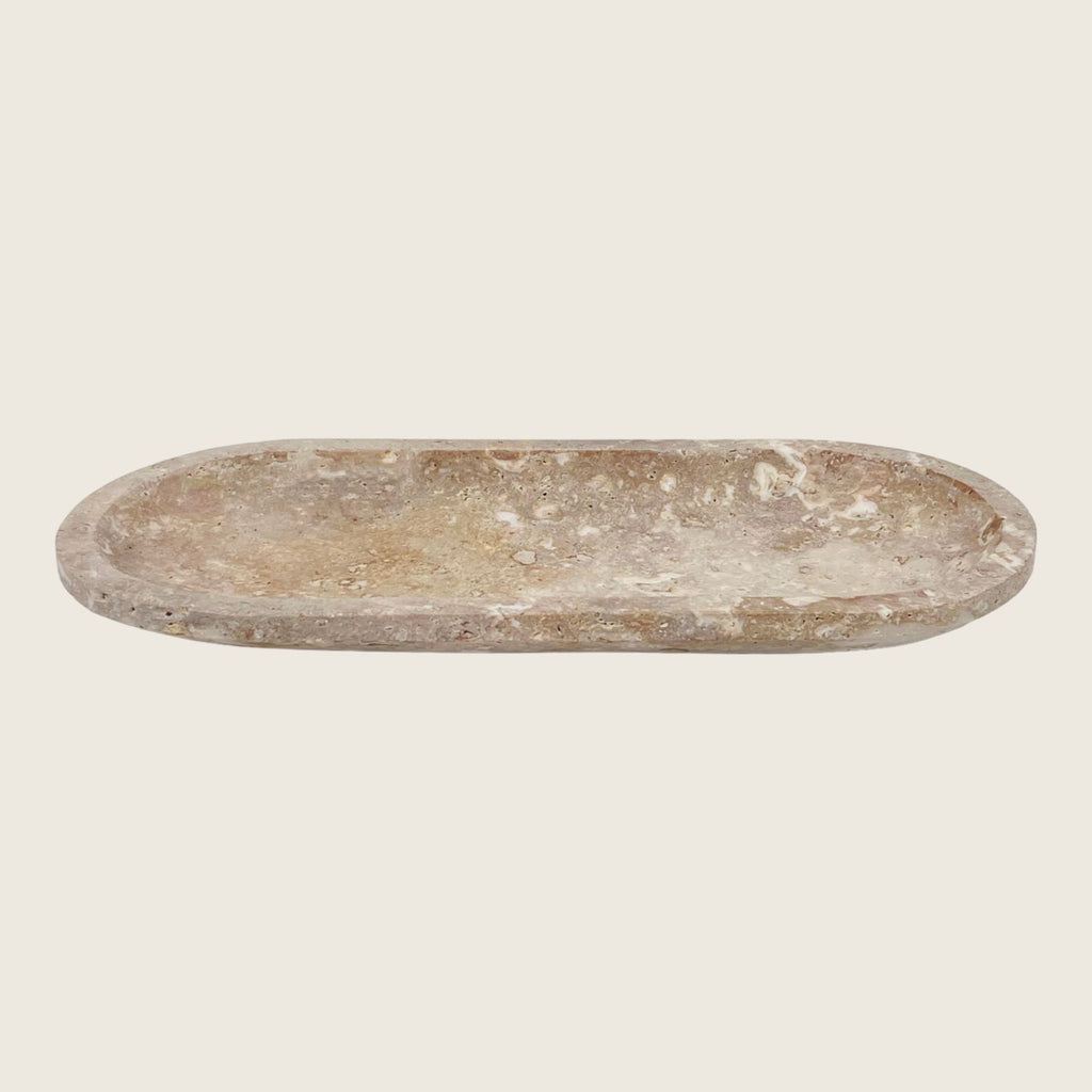 Travertine Oval White Blotched Tray