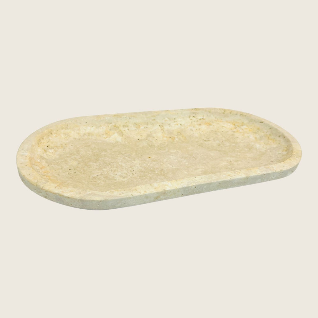 Travertine Oval Light Tray