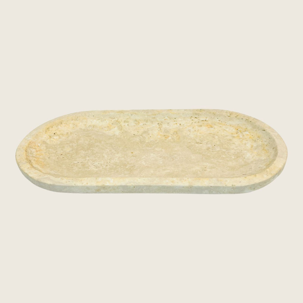 Travertine Oval Light Tray