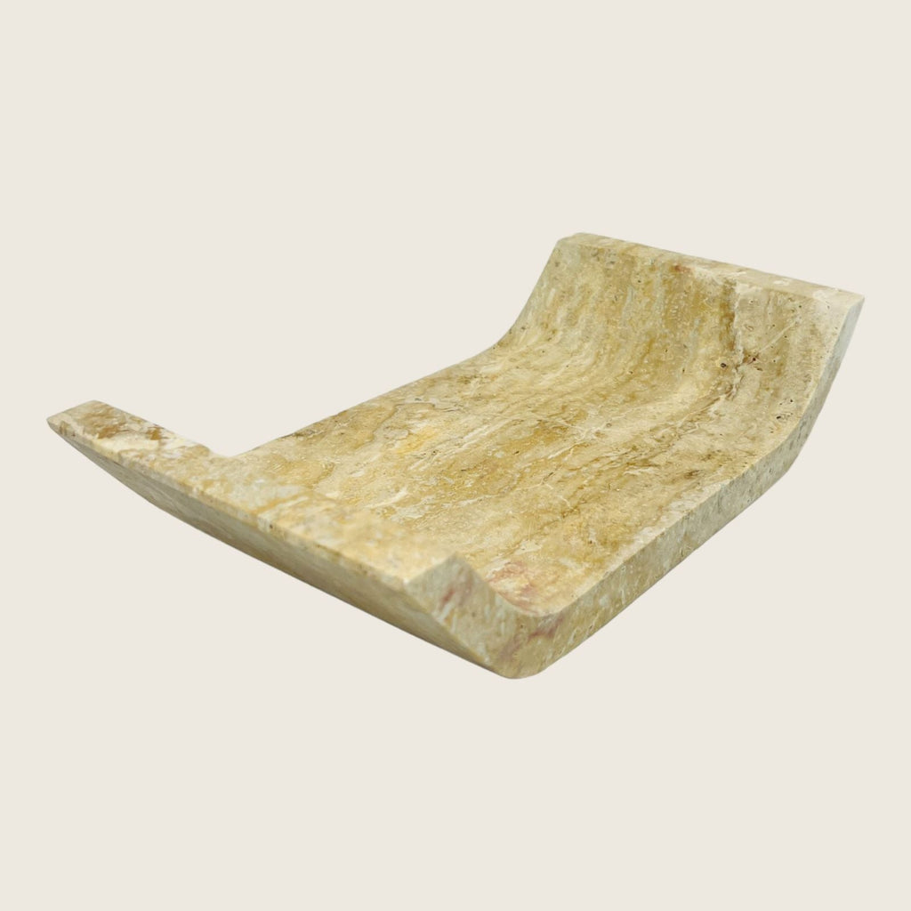 Travertine Curved White Spot Tray