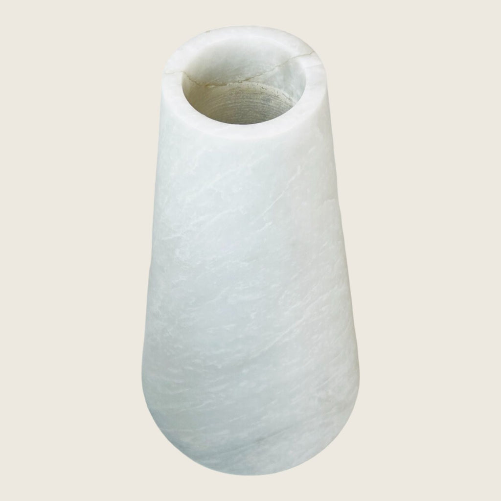 Funnel White Streaked Vase