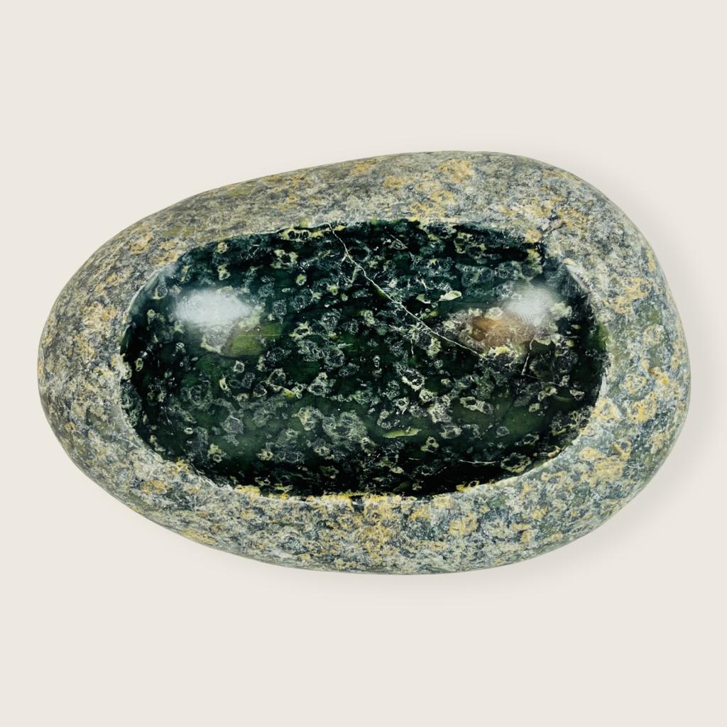 Riverstone Stone Deep Green Specked Soap Dish