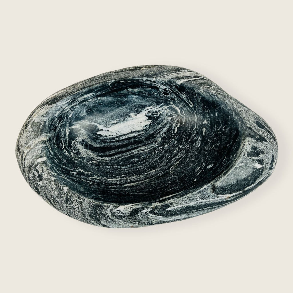 Dark Grey Spiral Lined Bowl