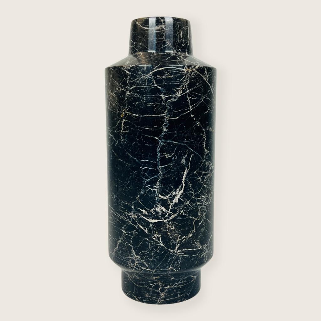 Cylindrical White Veined Vase