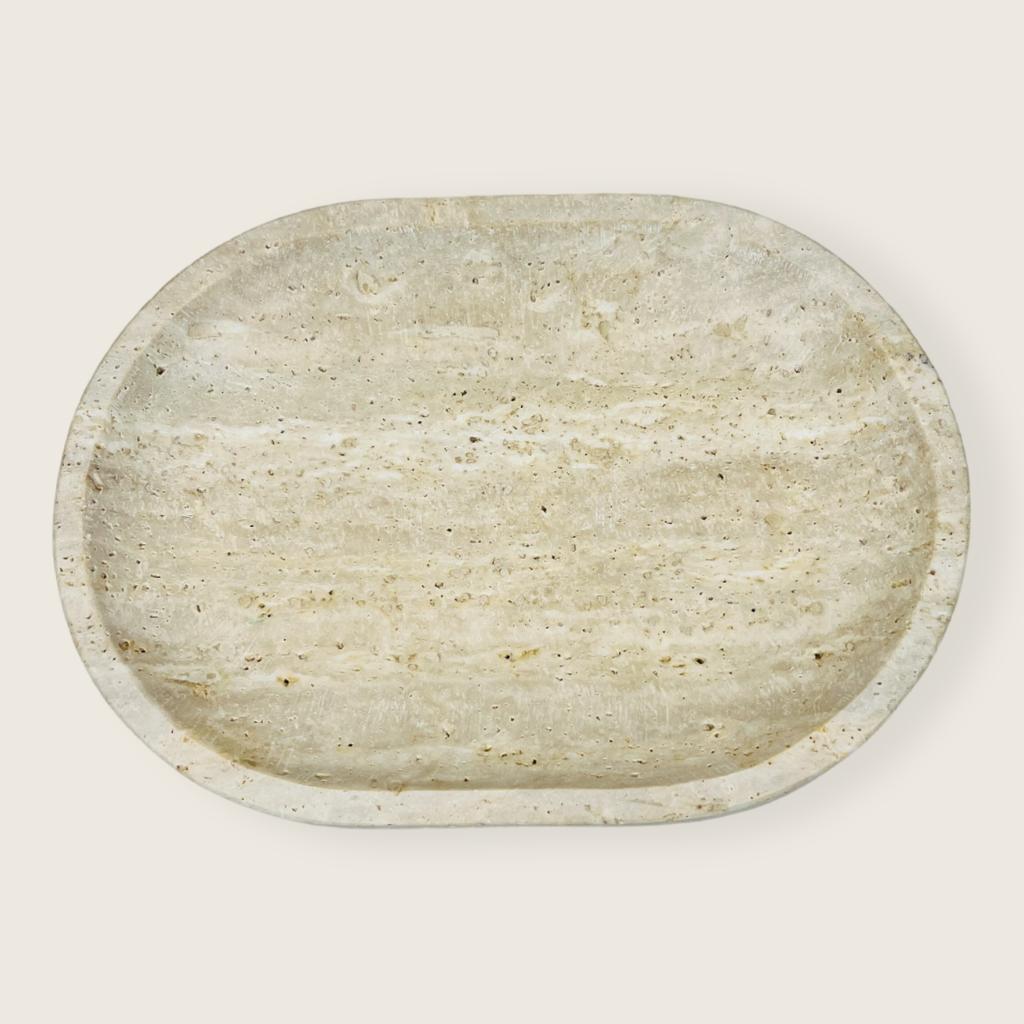 Travertine Oval Lined Tray (Small)