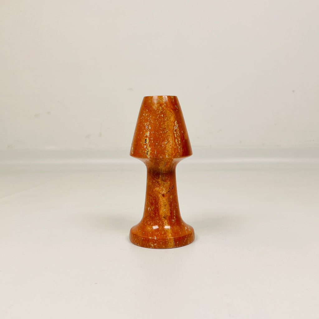 Cone Head Red Travertine Candle Stand