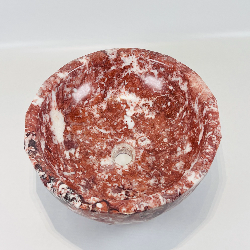 Red Streaked Marble Sink