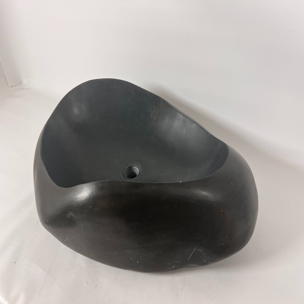 Glossy Black River Stone Sink