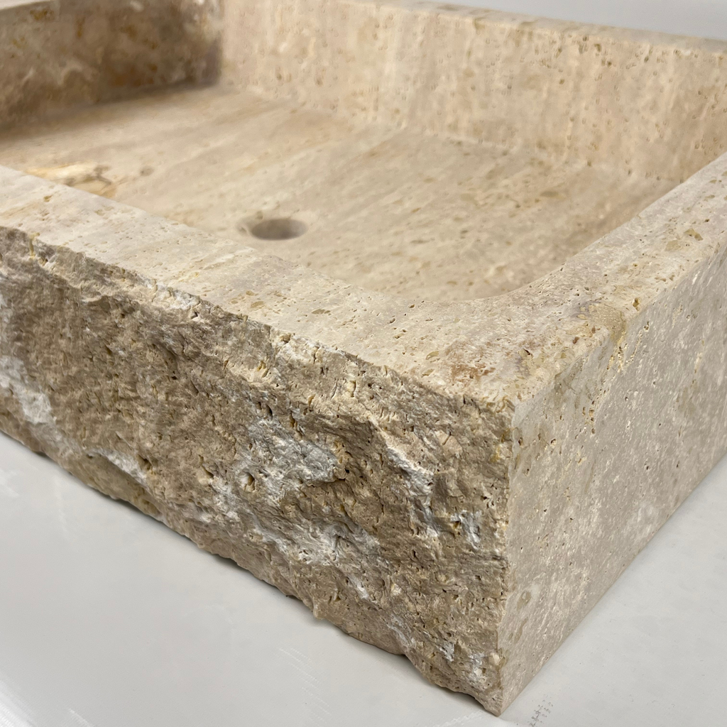 Raw Rectangle Travertine Sink